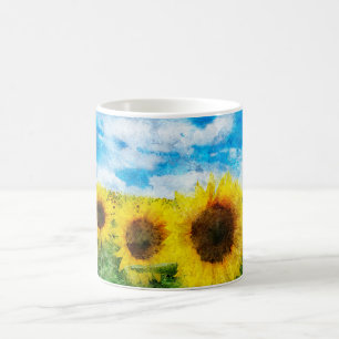 Taza De Café Pintura de girasoles