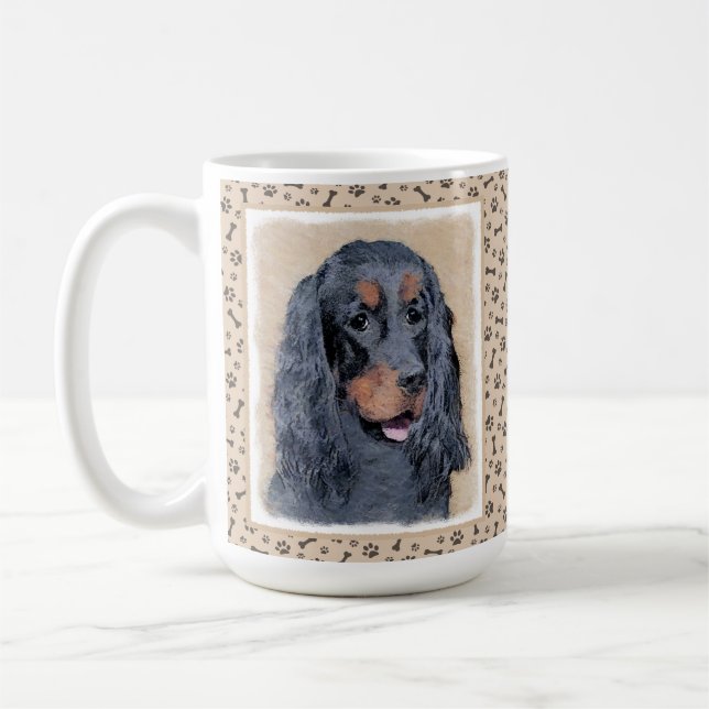 Taza De Café Pintura de Gordon Setter - Arte de Perro Original. (Izquierda)