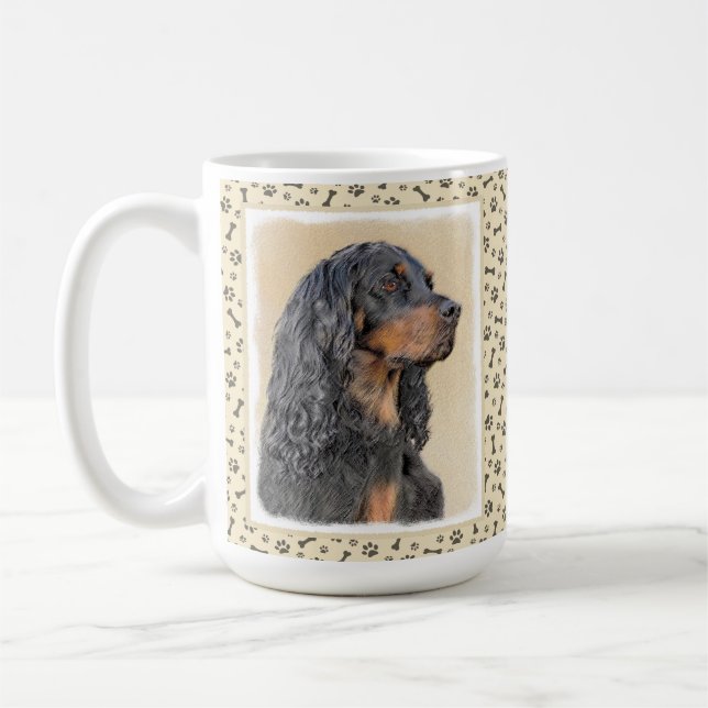 Taza De Café Pintura de Gordon Setter - Arte de Perro Original. (Izquierda)