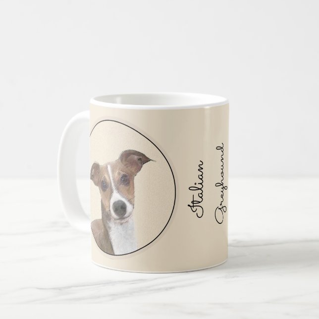 Taza De Café Pintura de Greyhound italiana - Arte de perros ori (Anverso izquierdo)