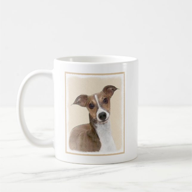 Taza De Café Pintura de Greyhound italiana - Arte Perro Origina (Izquierda)