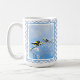Taza De Café Pintura de Grosbeak por la noche - Arte de Perro O