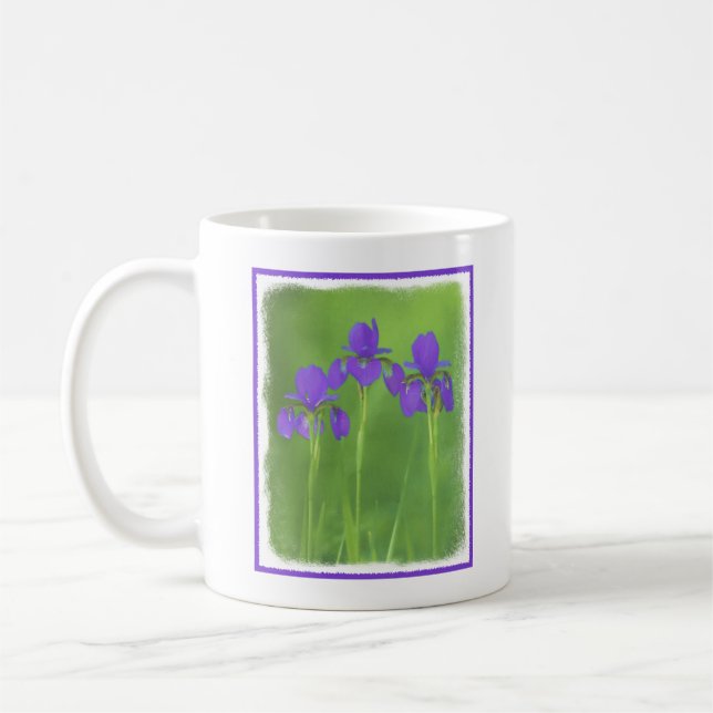 Taza De Café Pintura de iris morado - Arte de flores original (Izquierda)