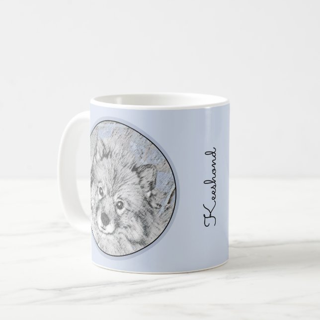 Taza De Café Pintura de Keeshond Beth - Arte de Perro Original. (Anverso izquierdo)