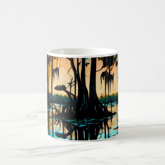 Taza De Café Pintura de la ciénaga de Luisiana (Centro)