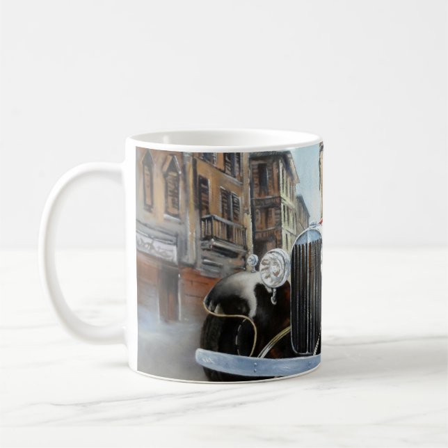 Taza De Café Pintura de la Ciudad Vieja del Coche Retro (Izquierda)