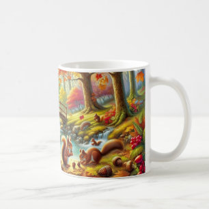 Taza De Café Pintura de la escena forestal del otoño de Serene