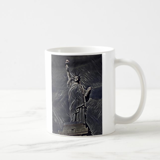 Taza De Café Pintura de la estatua de la Libertad (Derecha)