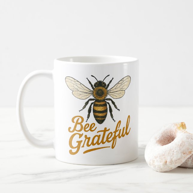 Taza De Café Pintura de la naturaleza de las abejas (Con donut)