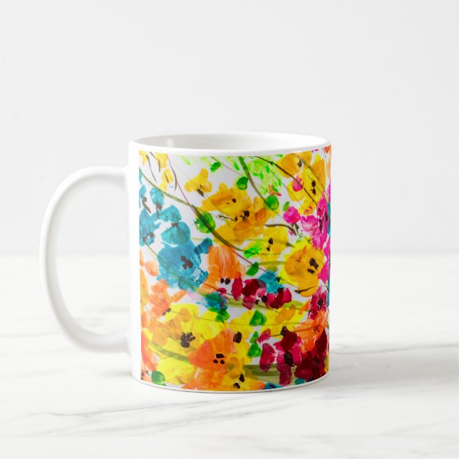 Taza De Café pintura de la textura de las flores, pintura fl br (Izquierda)