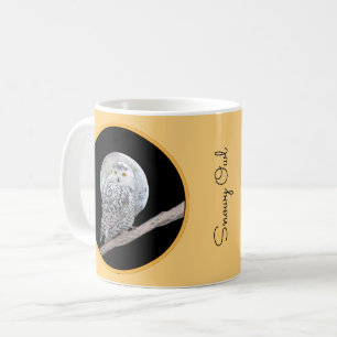 Taza De Café Pintura de lechuza y luna - Arte original de aves