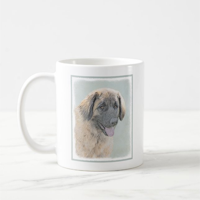 Taza De Café Pintura de Leonberger - Arte de Perro Original. (Izquierda)