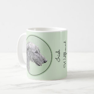 Taza De Café Pintura de lobo irlandesa - Arte de perro original