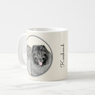 Taza De Café Pintura de madre y hijo Keeshond - Arte de perro o