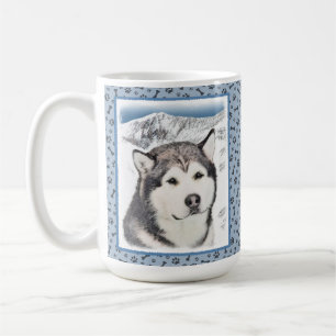 Taza De Café Pintura de Malamute de Alaska - Arte de Perro Orig