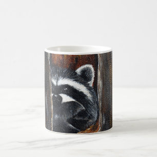 Taza De Café Pintura de Mapache Madre y Bebé
