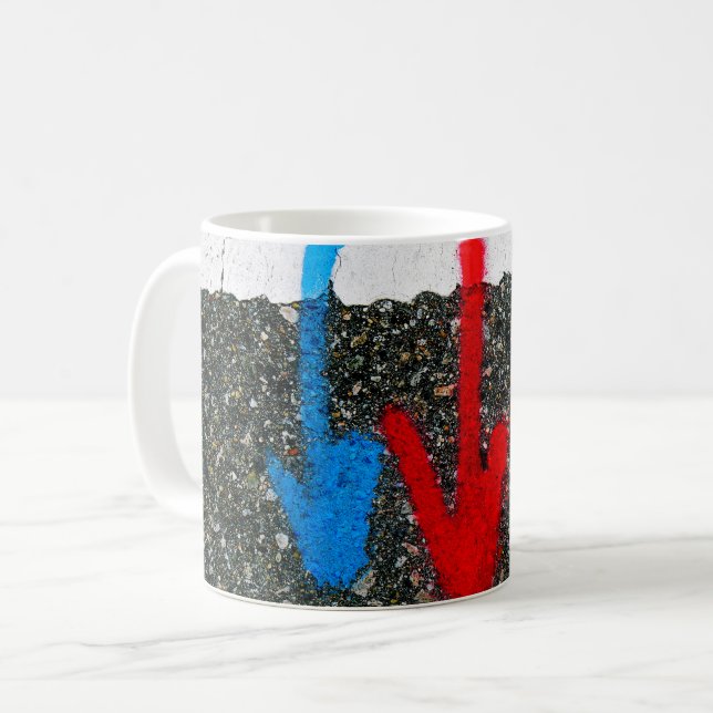 Taza De Café Pintura de marca de carretera - Flechas azules roj (Anverso izquierdo)