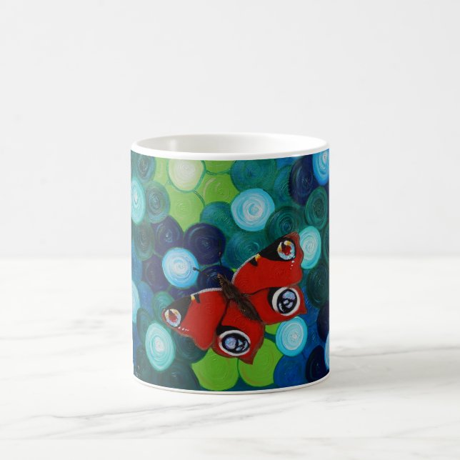 Taza De Café Pintura de mariposa pavo (Centro)