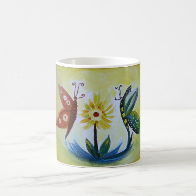 Taza De Café Pintura de mariposas 325 ml Mug blanco clásico (Centro)
