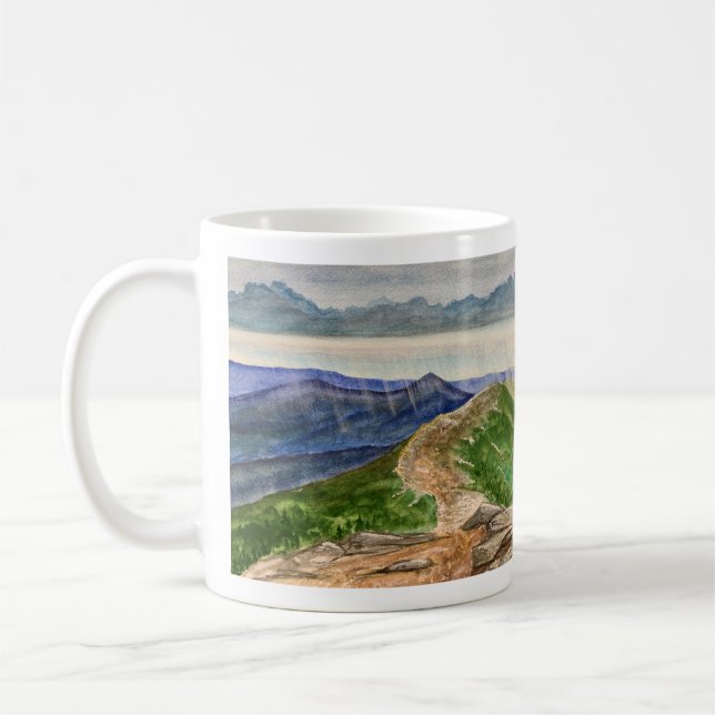 Taza De Café Pintura de montaña blanca Franconia Notch (Izquierda)