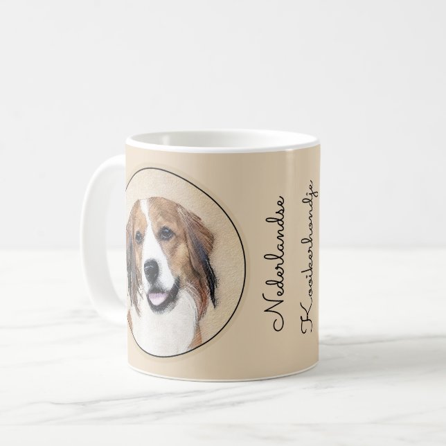 Taza De Café Pintura de Nederlandse Kooikerhondje - Arte de per (Anverso izquierdo)
