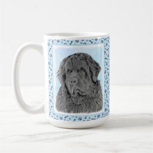 Taza De Café Pintura de Newfoundland - Arte de perro original c