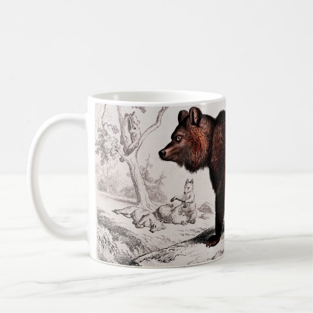Taza De Café Pintura de oso marrón ilustrada (Izquierda)