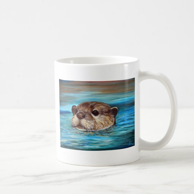 Taza De Café Pintura de Otter River (Derecha)