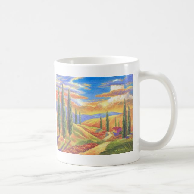 Taza De Café Pintura de paisaje de Toscana - multi (Derecha)