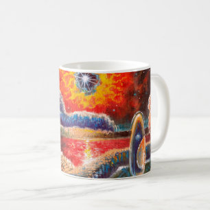 Taza De Café Pintura de paisajes de Sci Fi