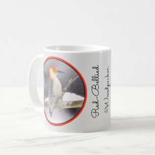 Taza De Café Pintura de pájaro de madera roja