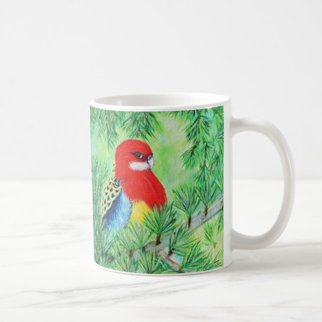 Taza De Café Pintura de pájaro de Rosella (Derecha)