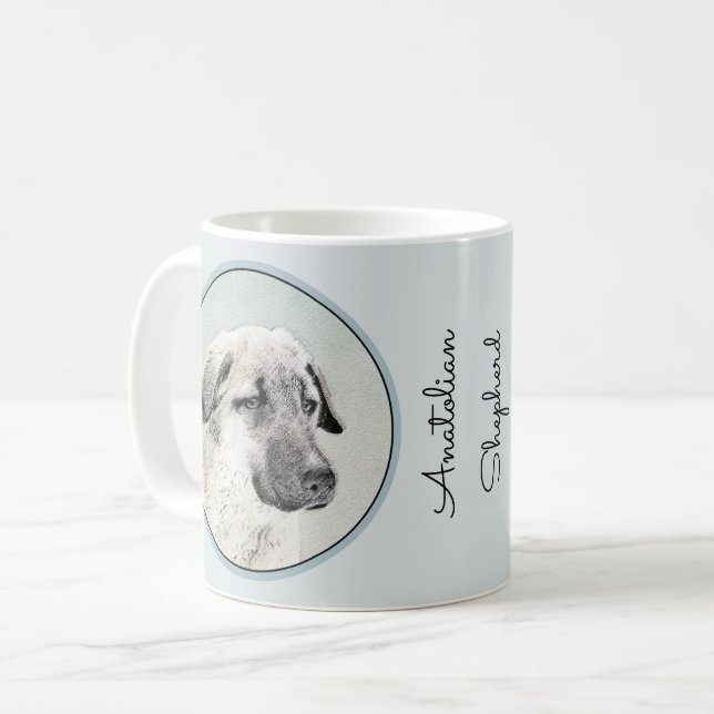 Taza De Café Pintura de pastor anatoliano - Arte de perro origi (Anverso izquierdo)