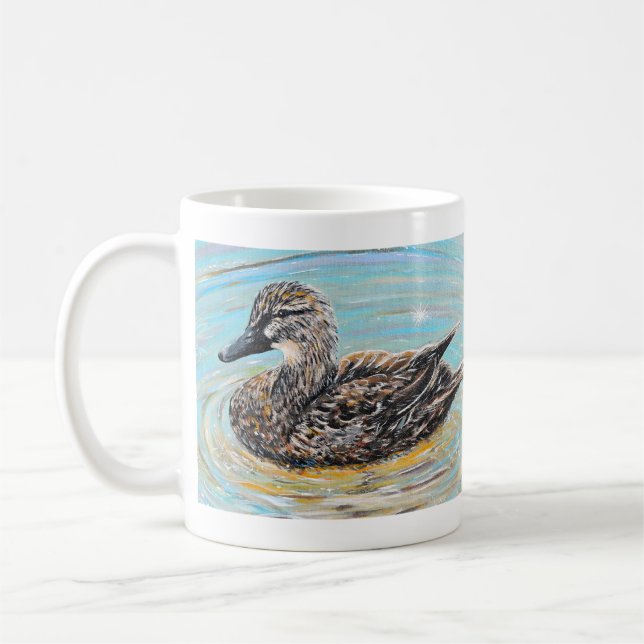 Taza De Café Pintura de pato mallard femenina (Izquierda)