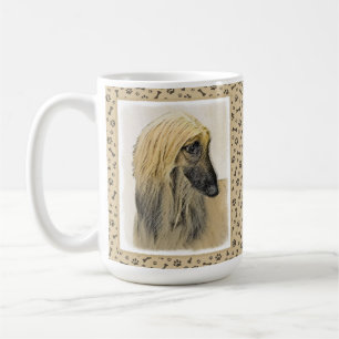 Taza De Café Pintura de perro afgano - Arte de perro original l