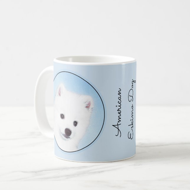 Taza De Café Pintura de perro esquimal estadounidense - Arte de (Anverso izquierdo)