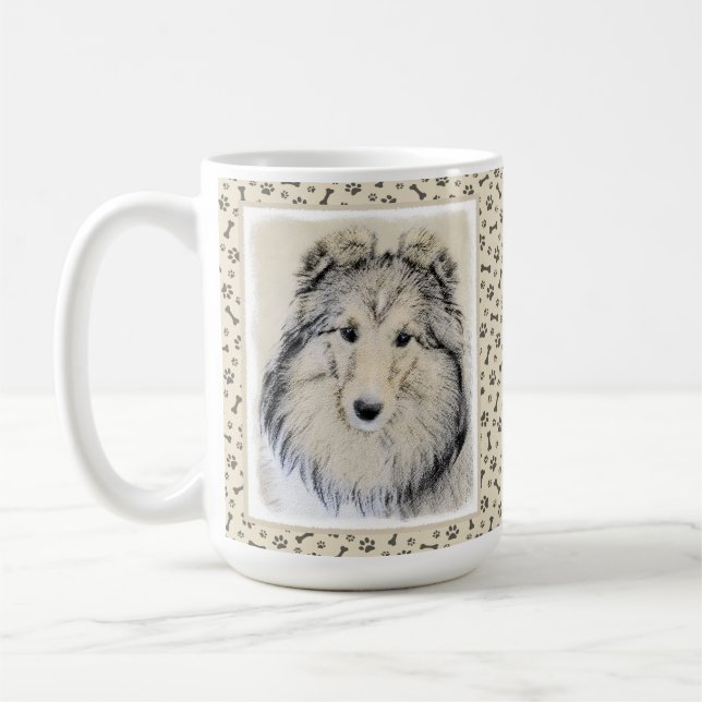 Taza De Café Pintura de perro pastelero de Shetland - Arte de p (Izquierda)