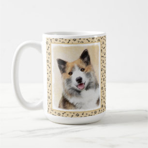 Taza De Café Pintura de perro pastor islandés - Arte original d