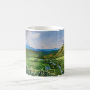 Taza De Café Pintura de petróleo de Hawái en el valle de Hanale