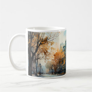 Taza De Café Pintura De Petróleo De La Zona De Vivienda