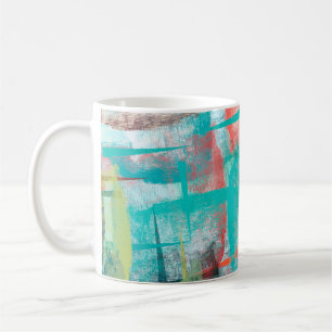 Taza De Café Pintura de pincel. Combinación artística de lienzo