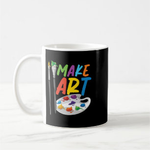Taza De Café Pintura de pincel de pintura de paleta colorida qu