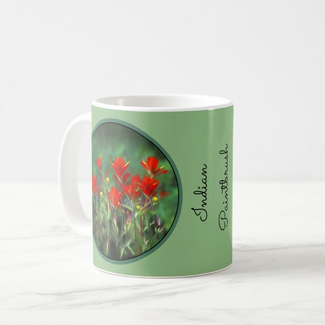 Taza De Café Pintura de pincel indio - Arte de flores original (Anverso izquierdo)