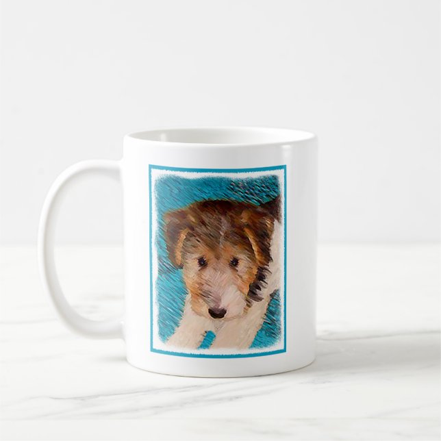 Taza De Café Pintura de pipa de Fox Terrier - Arte Perro Origin (Izquierda)