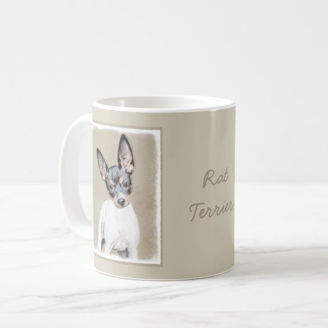 Taza De Café Pintura de Rat Terrier - Arte Perro Original. (Anverso izquierdo)