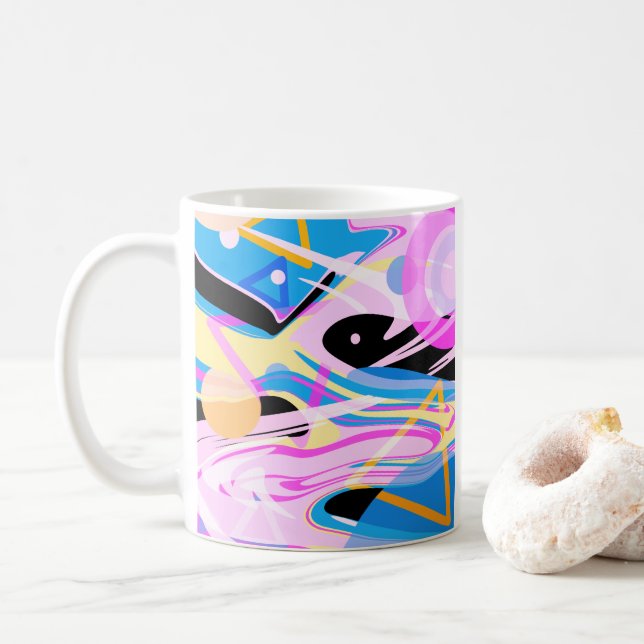 Taza De Café Pintura de resumen geométrico de tres dimensiones (Con donut)