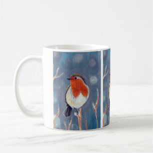 Taza De Café Pintura de Robin de Invierno