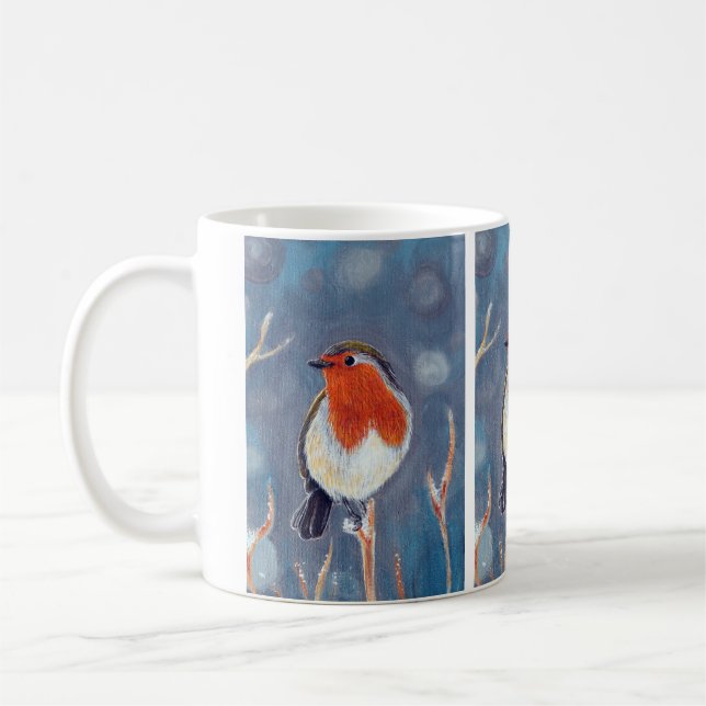 Taza De Café Pintura de Robin de Invierno (Izquierda)