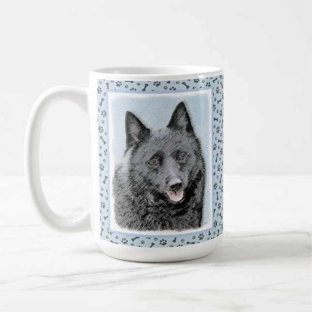 Taza De Café Pintura de Schipperke - Arte Perro Original Cuto (Izquierda)