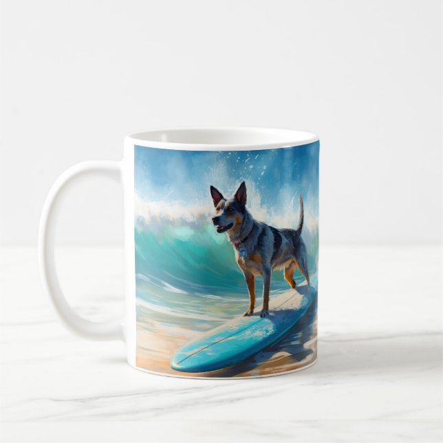 Taza De Café Pintura de surf Blue Heeler Beach (Izquierda)